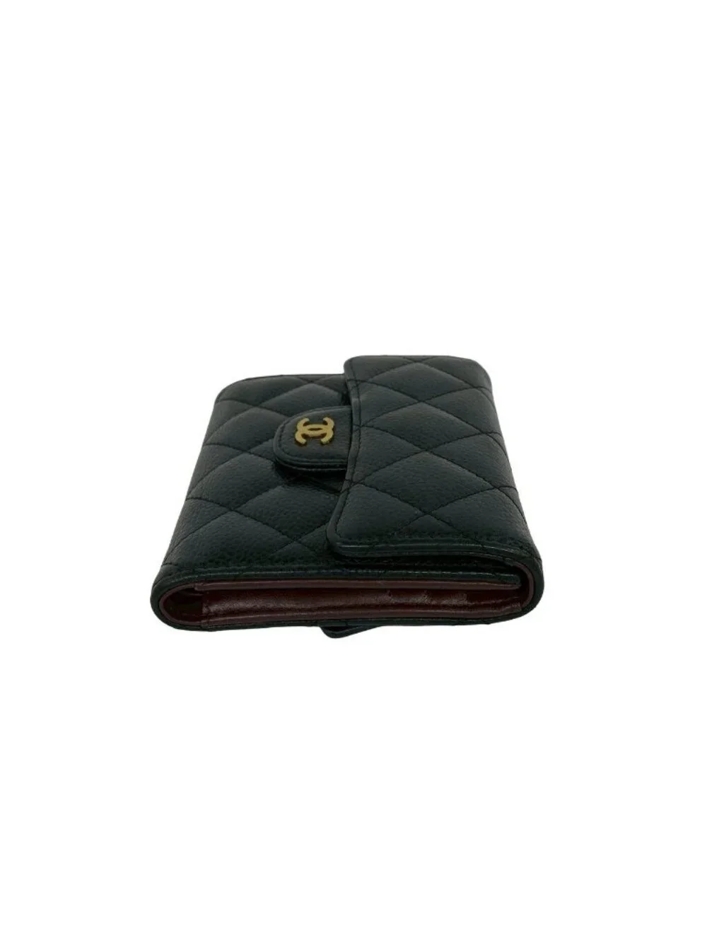 Chanel Small Flap Wallet CC Logo Caviar Leather Trifold Black